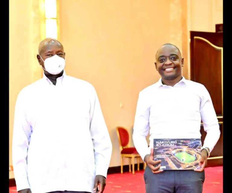 ‘I AM SO ECSTATIC FOR THIS GREAT ACHIEVEMENT MY SON’, MUSEVENI SALUTES INVESTOR HAMIS KIGGUNDU FOR CONSTRUCTING A MULTI-BILLION STADIUM (Pictorial)