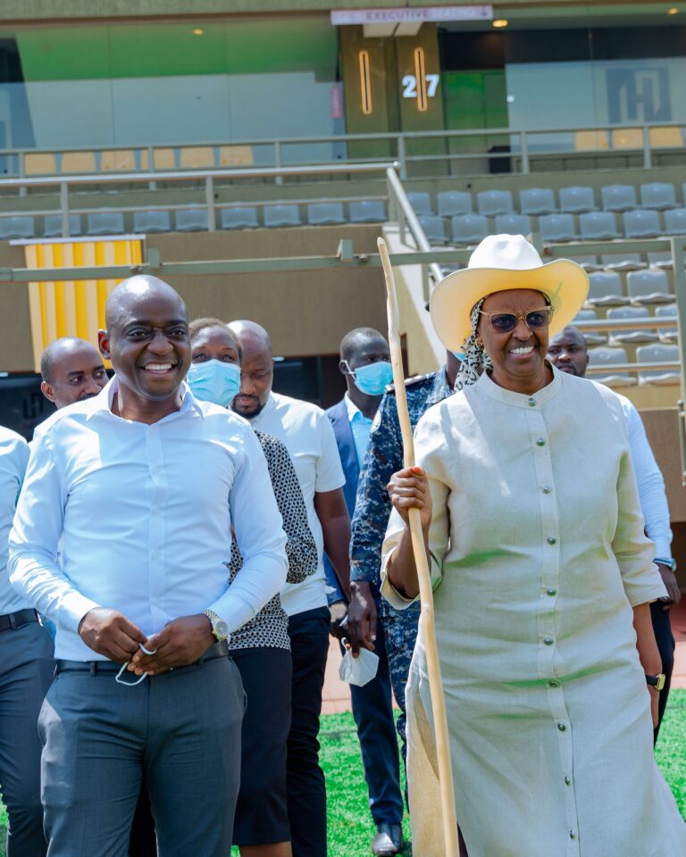 ‘THANK YOU HAM FOR THIS EXCELLENT JOB’, JANET MUSEVENI VISITS NAKIVUBO STADIUM, SALUTES BILLIONAIRE KIGGUNDU FOR CONSTRUCTING A MAGNIFICENT FACILITY (PICTORIAL)